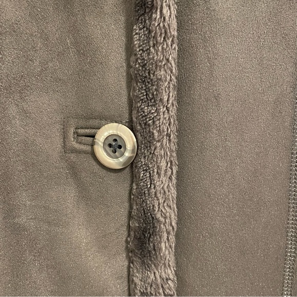 Vintage Faux Suede and Fur Olive Green Coat Jacket - Picture 6 of 6
